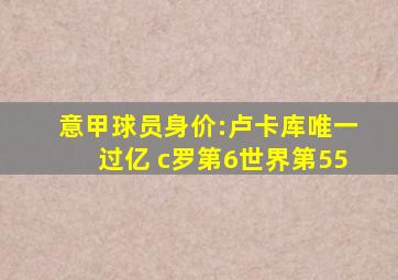 意甲球员身价:卢卡库唯一过亿 c罗第6世界第55